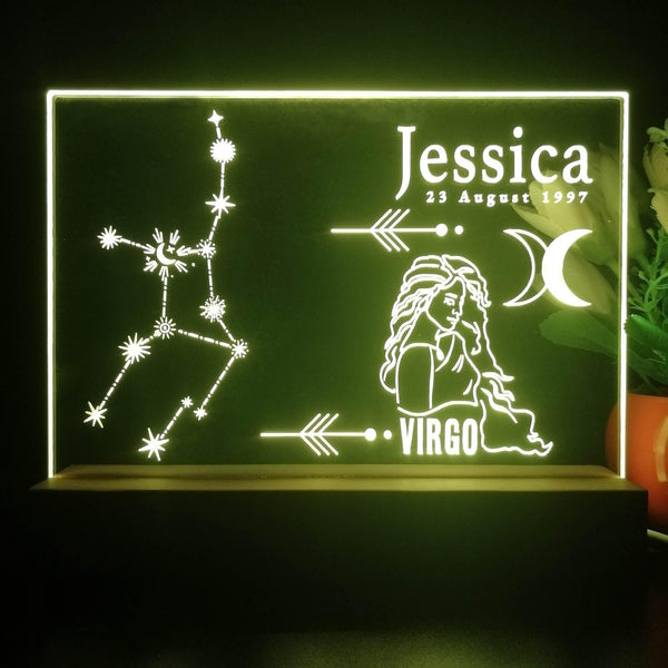 ADVPRO Zodiac Virgo – Name & birthday Personalized Tabletop LED neon sign st5-p0067-tm - Yellow