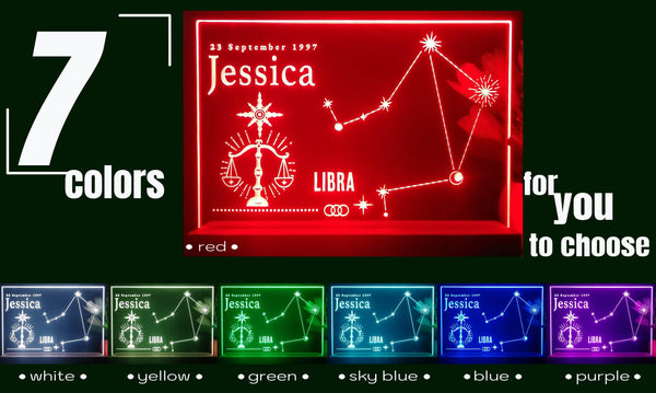 ADVPRO Zodiac Libra – Name & birthday Personalized Tabletop LED neon sign st5-p0068-tm