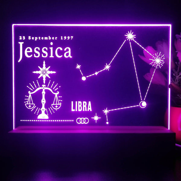 ADVPRO Zodiac Libra – Name & birthday Personalized Tabletop LED neon sign st5-p0068-tm - Purple