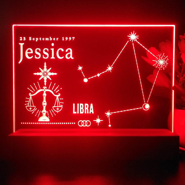 ADVPRO Zodiac Libra – Name & birthday Personalized Tabletop LED neon sign st5-p0068-tm - Red