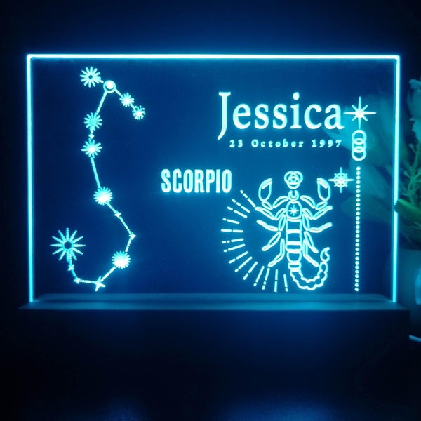 ADVPRO Zodiac Scorpio – Name & birthday Personalized Tabletop LED neon sign st5-p0069-tm - Sky Blue