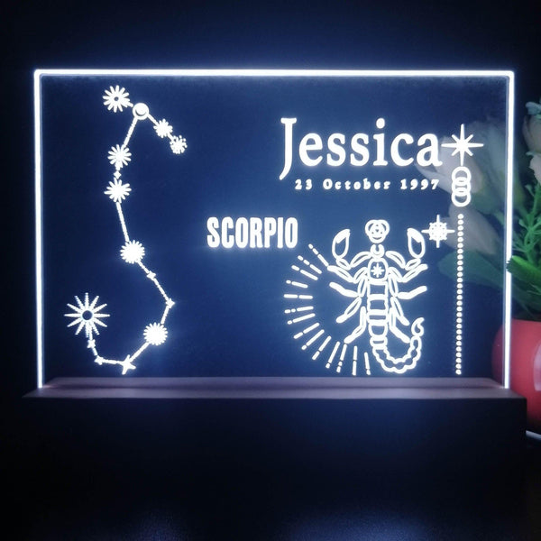 ADVPRO Zodiac Scorpio – Name & birthday Personalized Tabletop LED neon sign st5-p0069-tm - White