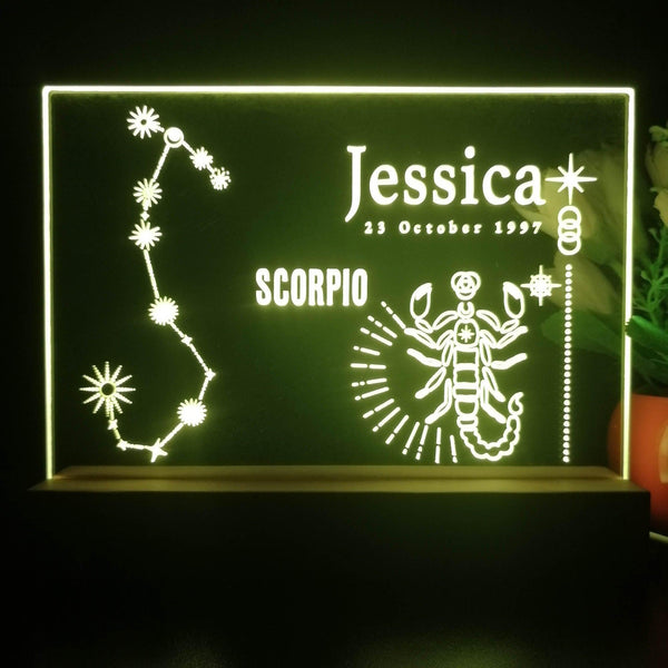 ADVPRO Zodiac Scorpio – Name & birthday Personalized Tabletop LED neon sign st5-p0069-tm - Yellow