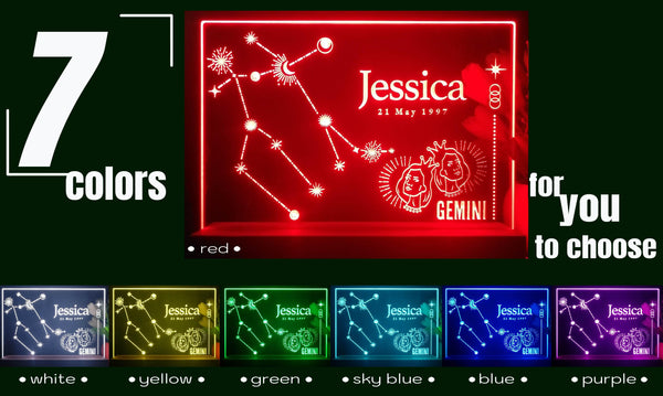 ADVPRO Zodiac Gemini – Name & birthday Personalized Tabletop LED neon sign st5-p0076-tm