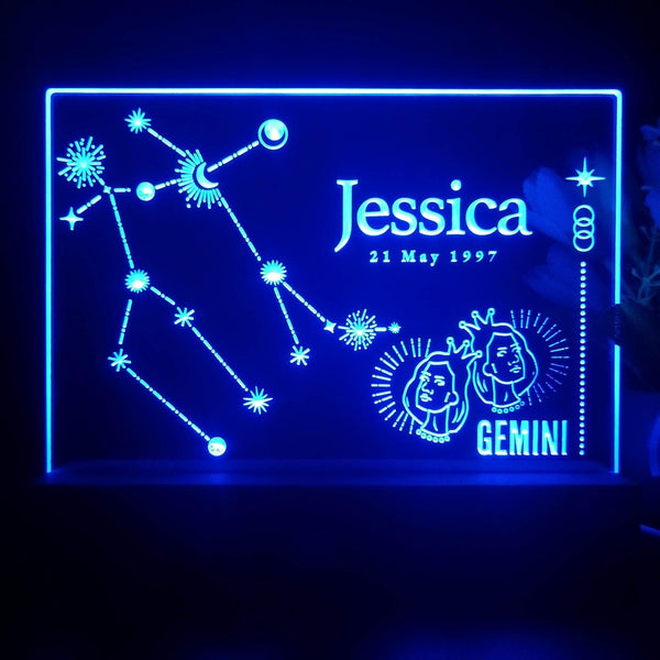 ADVPRO Zodiac Gemini – Name & birthday Personalized Tabletop LED neon sign st5-p0076-tm - Blue