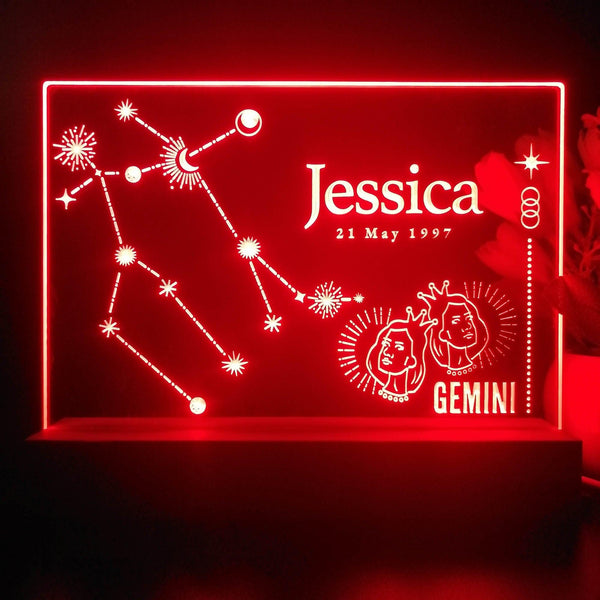 ADVPRO Zodiac Gemini – Name & birthday Personalized Tabletop LED neon sign st5-p0076-tm - Red