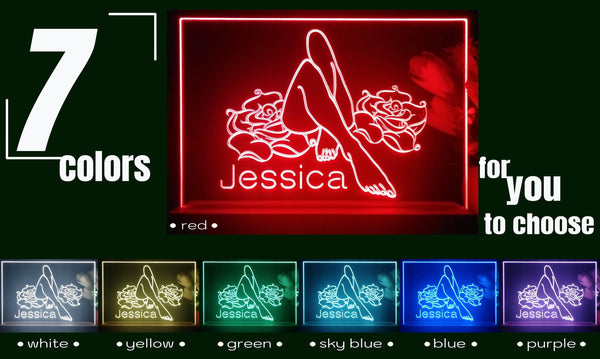 ADVPRO Sexy pose with 2 roses Personalized Tabletop LED neon sign st5-p0080-tm