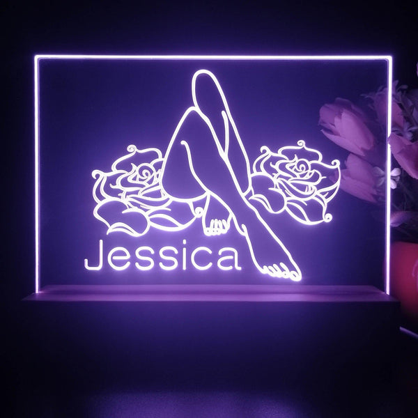 ADVPRO Sexy pose with 2 roses Personalized Tabletop LED neon sign st5-p0080-tm - Purple