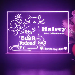 ADVPRO My best friend – cat Personalized Tabletop LED neon sign st5-p0086-tm - Purple