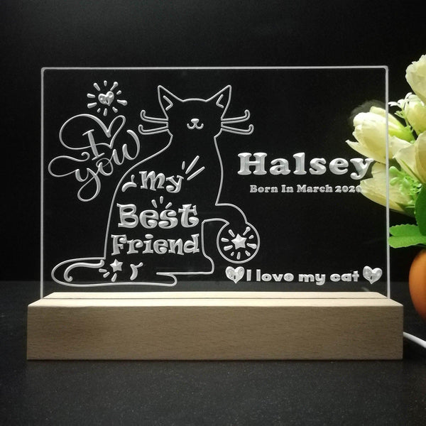 ADVPRO My best friend – cat Personalized Tabletop LED neon sign st5-p0086-tm - 7 Color