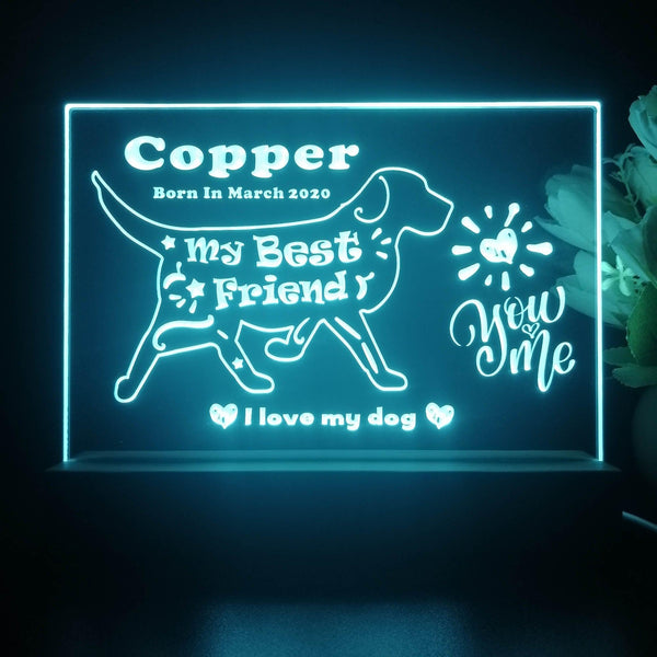 ADVPRO My best friend – dog Personalized Tabletop LED neon sign st5-p0087-tm - Sky Blue