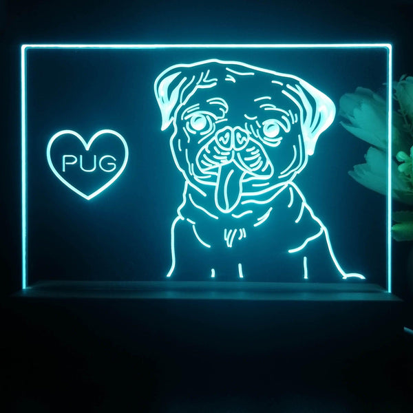 ADVPRO Pug Personalized Tabletop LED neon sign st5-p0091-tm - Sky Blue