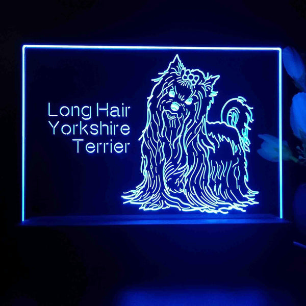 ADVPRO Long Hair Yorkshire Terrier Personalized Tabletop LED neon sign st5-p0099-tm - Blue