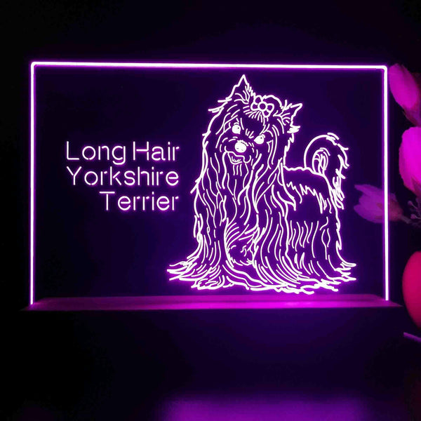 ADVPRO Long Hair Yorkshire Terrier Personalized Tabletop LED neon sign st5-p0099-tm - Purple