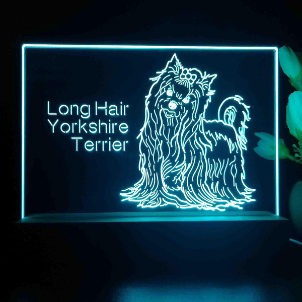 ADVPRO Long Hair Yorkshire Terrier Personalized Tabletop LED neon sign st5-p0099-tm - Sky Blue