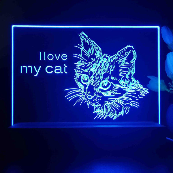 ADVPRO I love my cat Personalized Tabletop LED neon sign st5-p0101-tm - Blue