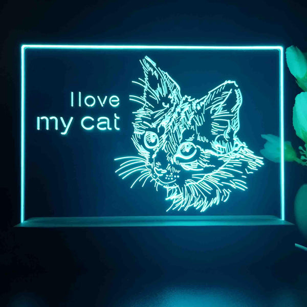 ADVPRO I love my cat Personalized Tabletop LED neon sign st5-p0101-tm - Sky Blue