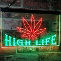 ADVPRO Marijuana Hemp Leaf High Life Dual Color LED Neon Sign st6-0403 - Green & Red