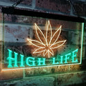 ADVPRO Marijuana Hemp Leaf High Life Dual Color LED Neon Sign st6-0403 - Green & Yellow