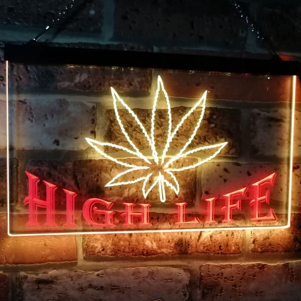 ADVPRO Marijuana Hemp Leaf High Life Dual Color LED Neon Sign st6-0403 - Red & Yellow