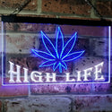 ADVPRO Marijuana Hemp Leaf High Life Dual Color LED Neon Sign st6-0403 - White & Blue