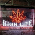 ADVPRO Marijuana Hemp Leaf High Life Dual Color LED Neon Sign st6-0403 - White & Orange