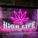 ADVPRO Marijuana Hemp Leaf High Life Dual Color LED Neon Sign st6-0403 - White & Purple