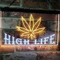ADVPRO Marijuana Hemp Leaf High Life Dual Color LED Neon Sign st6-0403 - White & Yellow