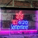ADVPRO Marijuana It's 4:20 Somewhere Weed High Life Dual Color LED Neon Sign st6-0404 - Blue & Red