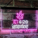 ADVPRO Marijuana It's 4:20 Somewhere Weed High Life Dual Color LED Neon Sign st6-0404 - White & Purple