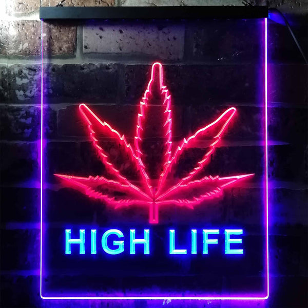 ADVPRO High Life Marijuana Bedroom Decor Bar  Dual Color LED Neon Sign st6-e0006 - Blue & Red