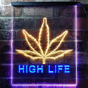 ADVPRO High Life Marijuana Bedroom Decor Bar  Dual Color LED Neon Sign st6-e0006 - Blue & Yellow