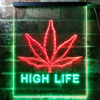ADVPRO High Life Marijuana Bedroom Decor Bar  Dual Color LED Neon Sign st6-e0006 - Green & Red