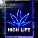 ADVPRO High Life Marijuana Bedroom Decor Bar  Dual Color LED Neon Sign st6-e0006 - White & Blue