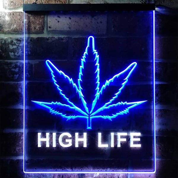 ADVPRO High Life Marijuana Bedroom Decor Bar  Dual Color LED Neon Sign st6-e0006 - White & Blue