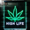 ADVPRO High Life Marijuana Bedroom Decor Bar  Dual Color LED Neon Sign st6-e0006 - White & Green