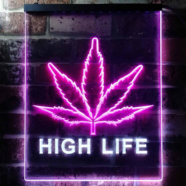 ADVPRO High Life Marijuana Bedroom Decor Bar  Dual Color LED Neon Sign st6-e0006 - White & Purple