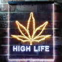ADVPRO High Life Marijuana Bedroom Decor Bar  Dual Color LED Neon Sign st6-e0006 - White & Yellow