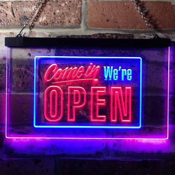 ADVPRO Come in We're Open Welcome Plaque Dual Color LED Neon Sign st6-i0001 - Blue & Red