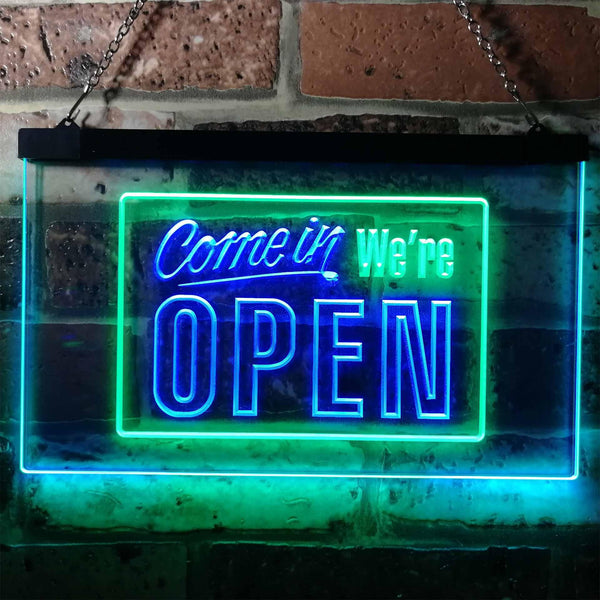 ADVPRO Come in We're Open Welcome Plaque Dual Color LED Neon Sign st6-i0001 - Green & Blue