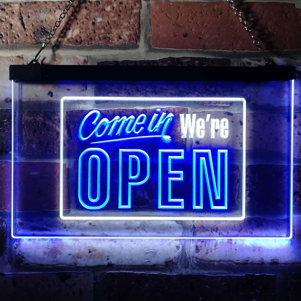 ADVPRO Come in We're Open Welcome Plaque Dual Color LED Neon Sign st6-i0001 - White & Blue