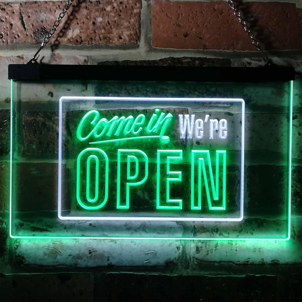 ADVPRO Come in We're Open Welcome Plaque Dual Color LED Neon Sign st6-i0001 - White & Green