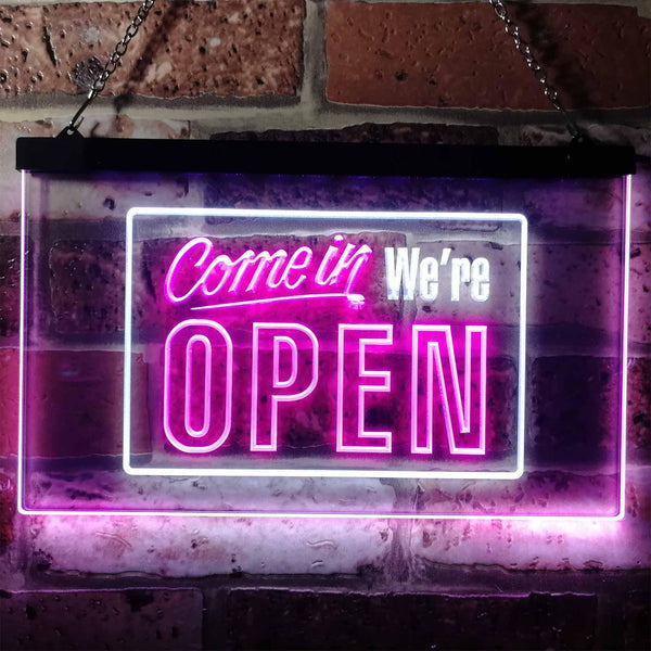 ADVPRO Come in We're Open Welcome Plaque Dual Color LED Neon Sign st6-i0001 - White & Purple