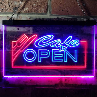 ADVPRO Open Cafe Restaurant Business Dual Color LED Neon Sign st6-i0011 - Red & Blue