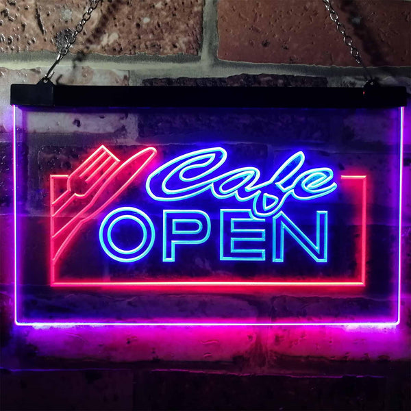 ADVPRO Open Cafe Restaurant Business Dual Color LED Neon Sign st6-i0011 - Red & Blue