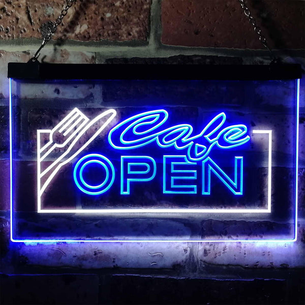 ADVPRO Open Cafe Restaurant Business Dual Color LED Neon Sign st6-i0011 - White & Blue