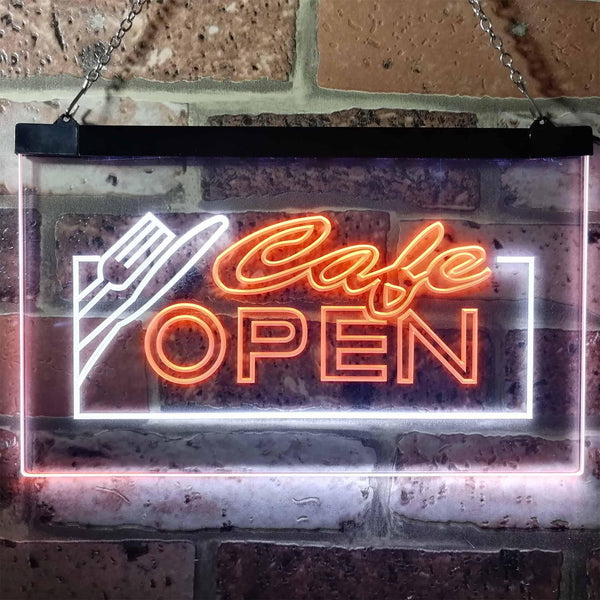 ADVPRO Open Cafe Restaurant Business Dual Color LED Neon Sign st6-i0011 - White & Orange