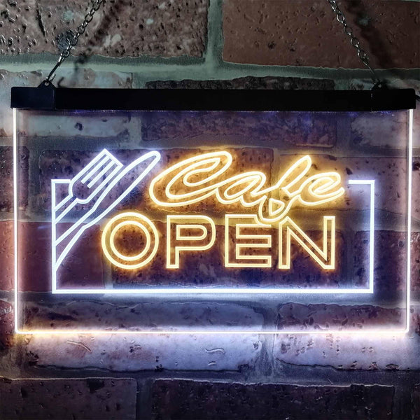 ADVPRO Open Cafe Restaurant Business Dual Color LED Neon Sign st6-i0011 - White & Yellow