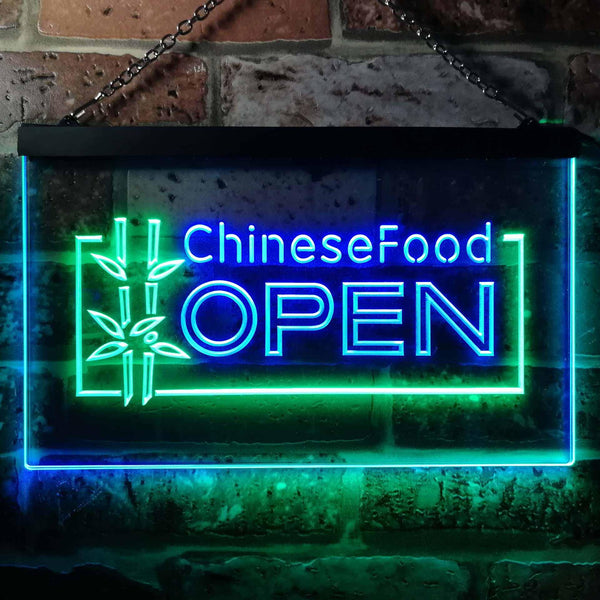 ADVPRO Chinese Food Restaurant Open Dual Color LED Neon Sign st6-i0013 - Green & Blue