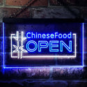 ADVPRO Chinese Food Restaurant Open Dual Color LED Neon Sign st6-i0013 - White & Blue